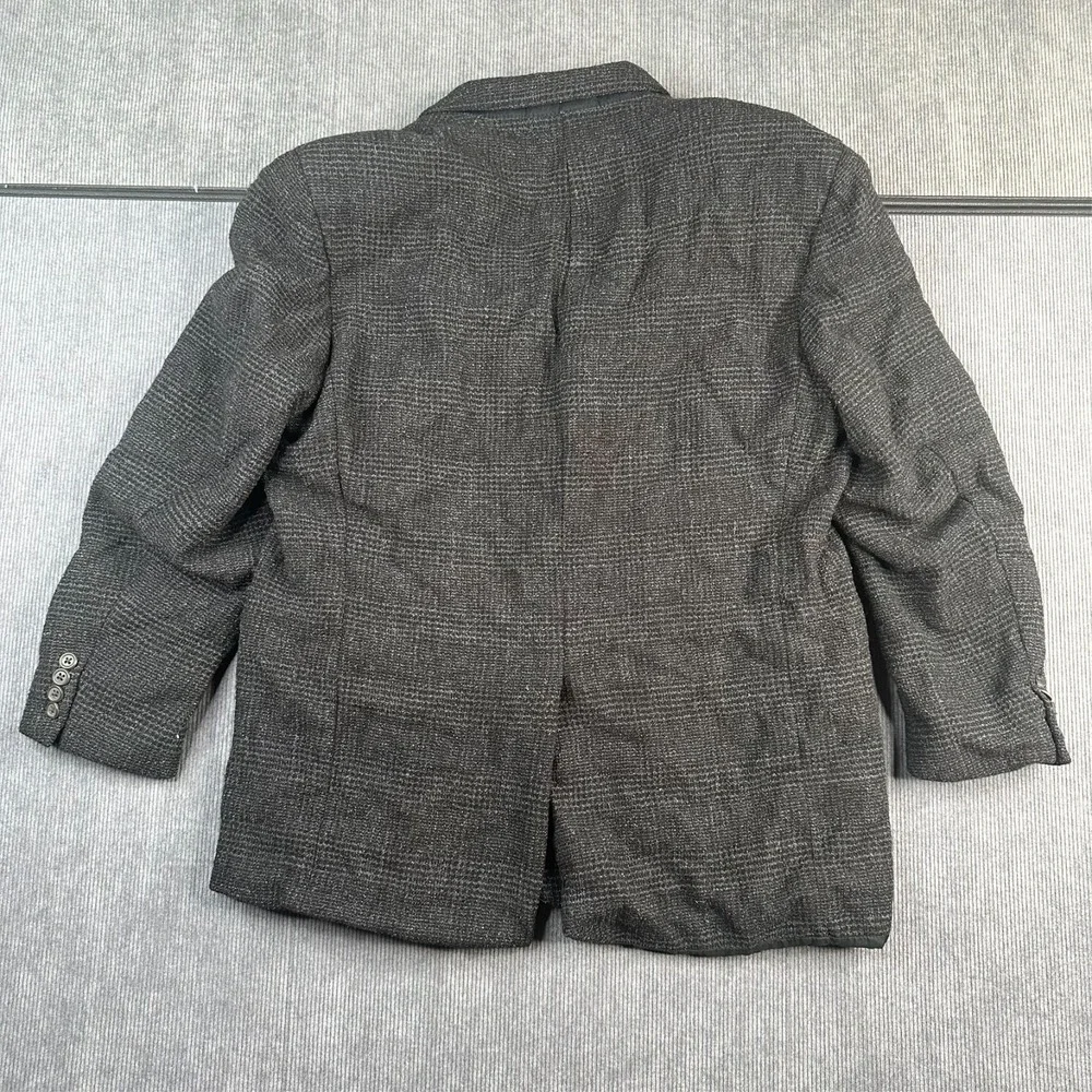 Nordstrom Natural Style Mens 46R Wool Blazer Grey Glen Check Sport Coat Portugal